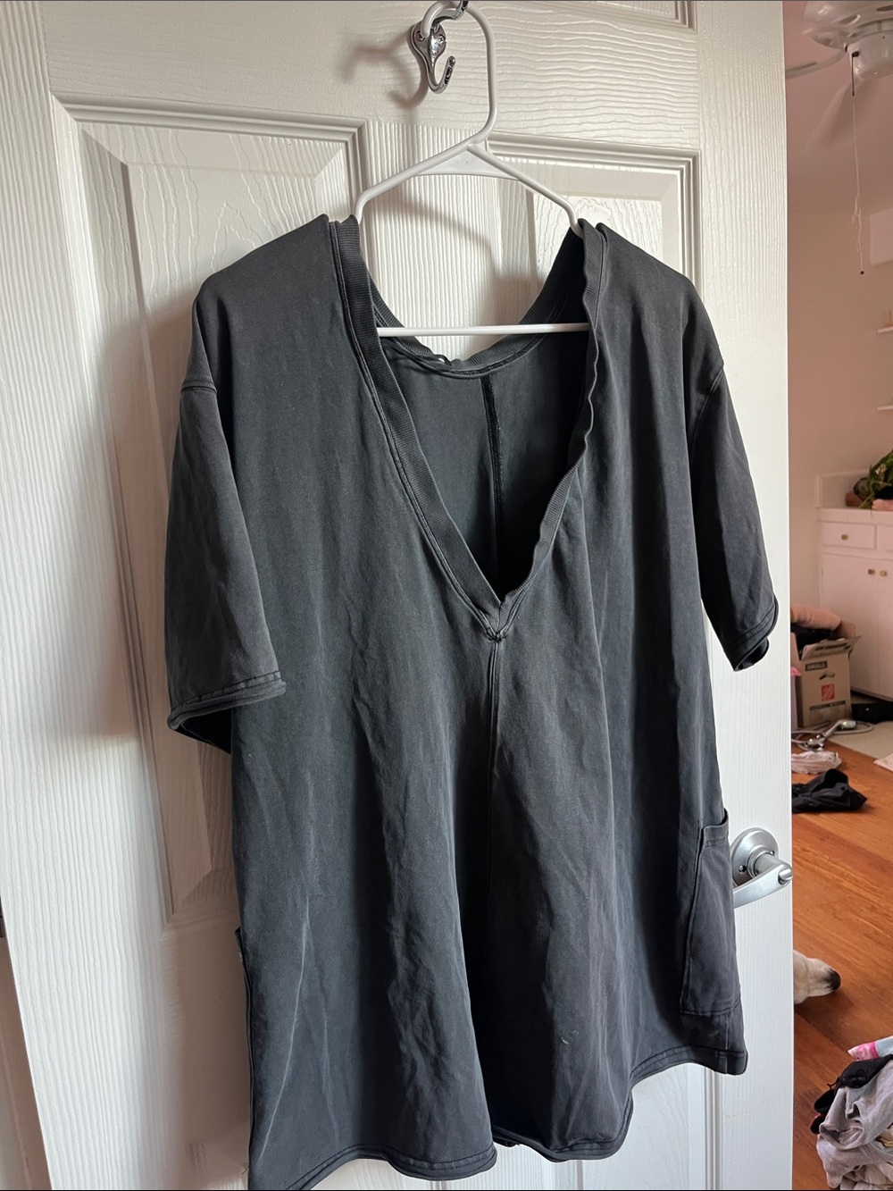 FP Movement by Free People Charcoal Black V-Neck Romper